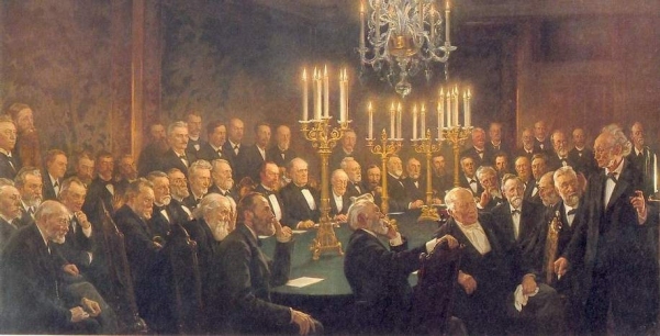Videnskabernes Selskab, malet af P. S. Krøyer 1897. Steenstrup ses som taler yderst til højre.